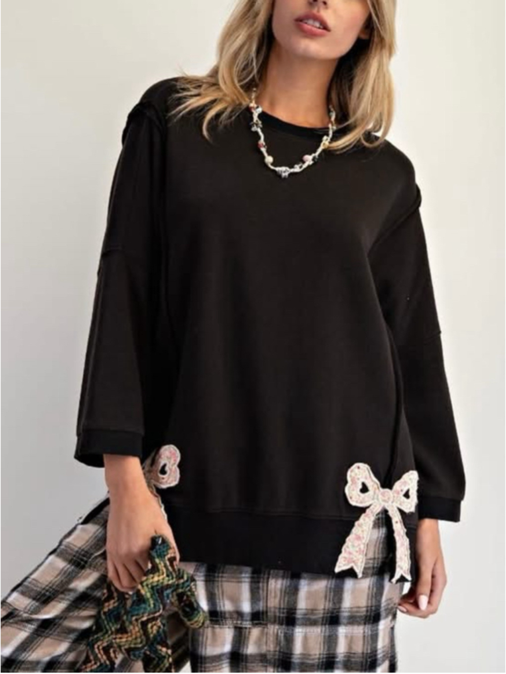 Easel Sweet As A Bow Terry Pullover Sweatshirt Women’s Size S (Oversized) NWT